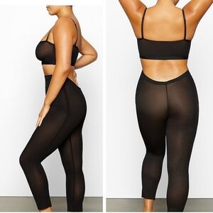 Skims Low Back Sheer Sculptwear Boning Black Shapewear Leggings